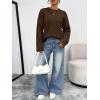 imageTrendy Queen Oversized Cable Knit Sweaters for Women Trendy 2025 Fall Fashion Outfits Pullover Crewneck Sweaters TopsCoffee Brown
