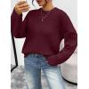 imageTrendy Queen Oversized Cable Knit Sweaters for Women Trendy 2025 Fall Fashion Outfits Pullover Crewneck Sweaters TopsWine Red