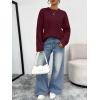 imageTrendy Queen Oversized Cable Knit Sweaters for Women Trendy 2025 Fall Fashion Outfits Pullover Crewneck Sweaters TopsWine Red