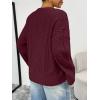 imageTrendy Queen Oversized Cable Knit Sweaters for Women Trendy 2025 Fall Fashion Outfits Pullover Crewneck Sweaters TopsWine Red