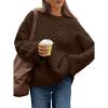 imageTrendy Queen Oversized Cable Knit Sweaters for Women Trendy 2025 Fall Fashion Outfits Pullover Crewneck Sweaters TopsCoffee Brown