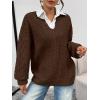 imageTrendy Queen V Neck Oversized Cable Knit Sweaters for Women Trendy 2025 Fall Fashion Outfits Clothes Winter ClothingBrown