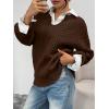 imageTrendy Queen V Neck Oversized Cable Knit Sweaters for Women Trendy 2025 Fall Fashion Outfits Clothes Winter ClothingBrown