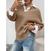 imageTrendy Queen V Neck Oversized Cable Knit Sweaters for Women Trendy 2025 Fall Fashion Outfits Clothes Winter ClothingKhaki