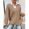 imageTrendy Queen V Neck Oversized Cable Knit Sweaters for Women Trendy 2025 Fall Fashion Outfits Clothes Winter ClothingKhaki