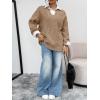imageTrendy Queen V Neck Oversized Cable Knit Sweaters for Women Trendy 2025 Fall Fashion Outfits Clothes Winter ClothingKhaki
