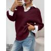 imageTrendy Queen V Neck Oversized Cable Knit Sweaters for Women Trendy 2025 Fall Fashion Outfits Clothes Winter ClothingWine