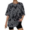 imageTrendy Queen Womens Oversized Summer T Shirts Plus Size Batwing Cute Casual Tops Short Sleeves Fashion Workout ClothesGrey Tie Dye