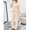 imageTrendy Queen Chunky Cable Knit Sweater Sets For Women 2 Piece Lounge Matching Winter Fall Outfits Casual Comfrt ClothingBeige