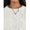 imageTrendy Queen Womens Oversized Cable Knit Crewneck Sweaters Cozy Winter ClothesWhite