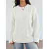 imageTrendy Queen Womens Oversized Cable Knit Crewneck Sweaters Cozy Winter ClothesWhite