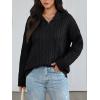 imageTrendy Queen Womens Oversized Cable Knit Quarter Zip Up Pullover Sweaters 2025Black