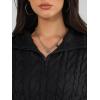 imageTrendy Queen Womens Oversized Cable Knit Quarter Zip Up Pullover Sweaters 2025Black