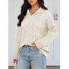 imageTrendy Queen Womens Oversized Cable Knit Quarter Zip Up Pullover Sweaters 2025Cream