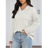 imageTrendy Queen Womens Oversized Cable Knit Quarter Zip Up Pullover Sweaters 2025Offwhite