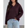 imageTrendy Queen Womens Oversized Cable Knit Quarter Zip Up Pullover Sweaters 2025Wine