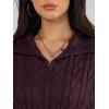 imageTrendy Queen Womens Oversized Cable Knit Quarter Zip Up Pullover Sweaters 2025Wine