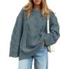 imageTrendy Queen Womens Oversized Cable Knit Crewneck Sweaters Cozy Winter ClothesDark Sage