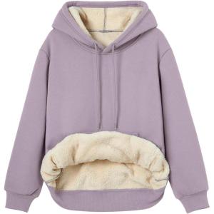 imageTrendy Queen Womens Winter Fleece Sherpa Lined Hoodie Casual Warm Pullover Hooded SweatshirtPurple
