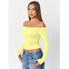 imageTrendy Queen Womens Long Sleeve Off The Shoulder Tops Going Out Cute Basic Y2K Fall Fashion 2025 Outfits ClothesYellow