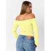 imageTrendy Queen Womens Long Sleeve Off The Shoulder Tops Going Out Cute Basic Y2K Fall Fashion 2025 Outfits ClothesYellow