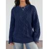 imageTrendy Queen Womens Oversized Cable Knit Crewneck Sweaters Cozy Winter ClothesNavy Blue