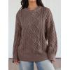 imageTrendy Queen Womens Oversized Cable Knit Crewneck Sweaters Cozy Winter ClothesNutmeg