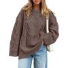imageTrendy Queen Womens Oversized Cable Knit Crewneck Sweaters Cozy Winter ClothesNutmeg