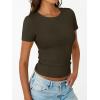 imageTrendy Queen Womens Short Sleeve Shirts Crewneck Ribbed Knit Slim Fitted TShirt Summer Basic Tee 2025 TopsArmy Green