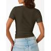 imageTrendy Queen Womens Short Sleeve Shirts Crewneck Ribbed Knit Slim Fitted TShirt Summer Basic Tee 2025 TopsArmy Green