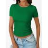 imageTrendy Queen Womens Short Sleeve Shirts Crewneck Ribbed Knit Slim Fitted TShirt Summer Basic Tee 2025 TopsGreen