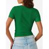imageTrendy Queen Womens Short Sleeve Shirts Crewneck Ribbed Knit Slim Fitted TShirt Summer Basic Tee 2025 TopsGreen
