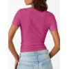 imageTrendy Queen Womens Short Sleeve Shirts Crewneck Ribbed Knit Slim Fitted TShirt Summer Basic Tee 2025 TopsHot Pink