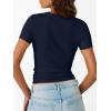 imageTrendy Queen Womens Short Sleeve Shirts Crewneck Ribbed Knit Slim Fitted TShirt Summer Basic Tee 2025 TopsNavy Blue