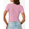 imageTrendy Queen Womens Short Sleeve Shirts Crewneck Ribbed Knit Slim Fitted TShirt Summer Basic Tee 2025 TopsPink