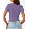 imageTrendy Queen Womens Short Sleeve Shirts Crewneck Ribbed Knit Slim Fitted TShirt Summer Basic Tee 2025 TopsPurple