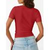 imageTrendy Queen Womens Short Sleeve Shirts Crewneck Ribbed Knit Slim Fitted TShirt Summer Basic Tee 2025 TopsRed