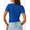 imageTrendy Queen Womens Short Sleeve Shirts Crewneck Ribbed Knit Slim Fitted TShirt Summer Basic Tee 2025 TopsRoyal Blue