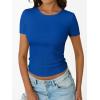 imageTrendy Queen Womens Short Sleeve Shirts Crewneck Ribbed Knit Slim Fitted TShirt Summer Basic Tee 2025 TopsRoyal Blue