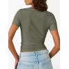 imageTrendy Queen Womens Short Sleeve Shirts Crewneck Ribbed Knit Slim Fitted TShirt Summer Basic Tee 2025 TopsSage Green