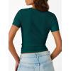 imageTrendy Queen Womens Short Sleeve Shirts Crewneck Ribbed Knit Slim Fitted TShirt Summer Basic Tee 2025 TopsTeal