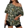 imageTrendy Queen Womens Off The Shoulder Tops Oversized TShirts Short Sleeve Tees Summer 2025 Casual Spring Fashion ClothesMapleleafgreen