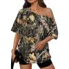 imageTrendy Queen Womens Off The Shoulder Tops Oversized TShirts Short Sleeve Tees Summer 2025 Casual Spring Fashion ClothesPrinteddarkgreen
