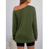 imageTrendy Queen Womens Off The Shoulder Tops Oversized Tshirts Long Sleeve 2025 Casual Basic TeesArmygreen