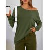 imageTrendy Queen Womens Off The Shoulder Tops Oversized Tshirts Long Sleeve 2025 Casual Basic TeesArmygreen
