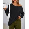 imageTrendy Queen Womens Off The Shoulder Tops Oversized Tshirts Long Sleeve 2025 Casual Basic TeesBlack