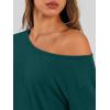 imageTrendy Queen Womens Off The Shoulder Tops Oversized Tshirts Long Sleeve 2025 Casual Basic TeesDark Green