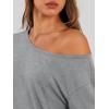 imageTrendy Queen Womens Off The Shoulder Tops Oversized Tshirts Long Sleeve 2025 Casual Basic TeesGrey