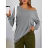 imageTrendy Queen Womens Off The Shoulder Tops Oversized Tshirts Long Sleeve 2025 Casual Basic TeesGrey
