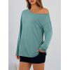 imageTrendy Queen Womens Off The Shoulder Tops Oversized Tshirts Long Sleeve 2025 Casual Basic TeesGrey Green